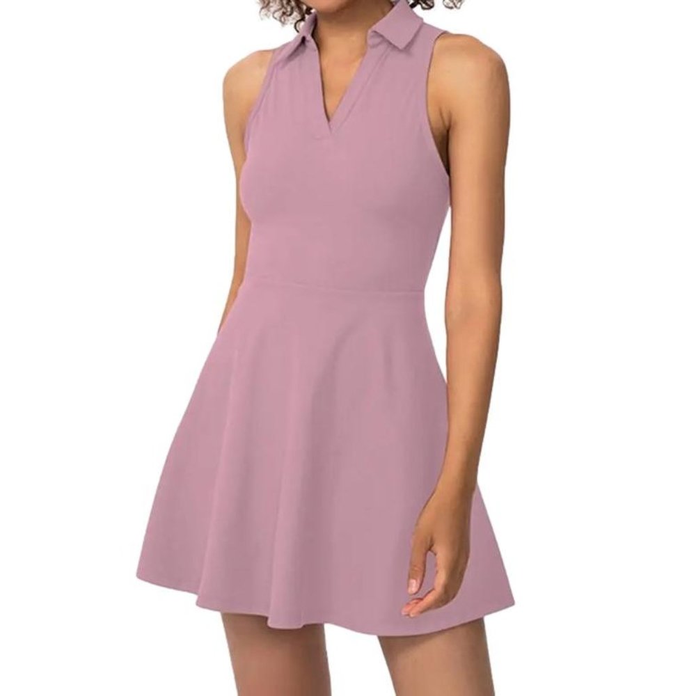 NWOT Dusty Pink Flared Tennis Dress With Matching Shorts - Size Small